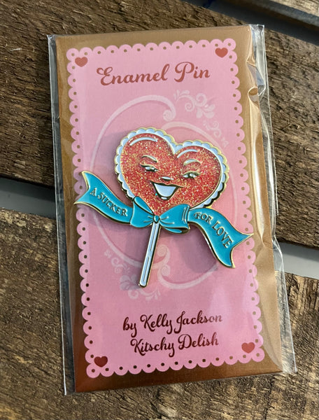 Sucker For Love Enamel Pin w/Glitter