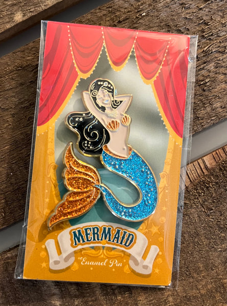 Mermaid Enamel Pin w/ Glitter
