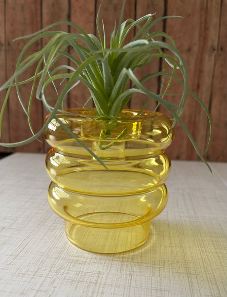 Mid Century Glass Vase Yellow