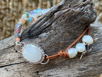 Moonstone and Leather Bracelet
