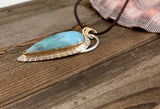 Larimar with gold and silver