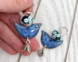 Blue Bell Bird Earrings