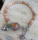 Pink Opal and Lampwork Bracelet